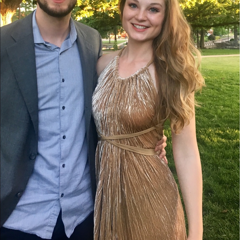 Velvet Backless Halter Dress